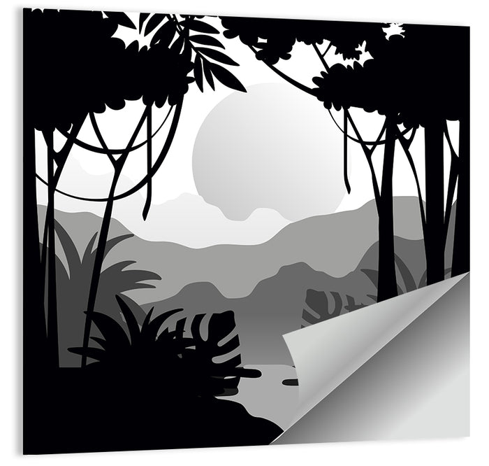 Tropical Jungle Silhouette Wall Art as a poster print