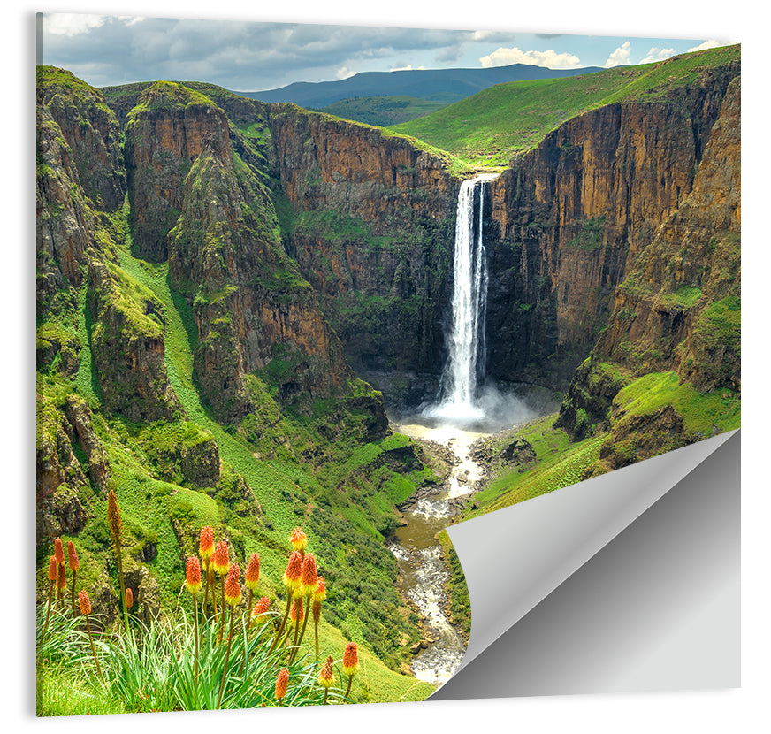 Maletsunyane Falls with Torch Lilies Wall Art
