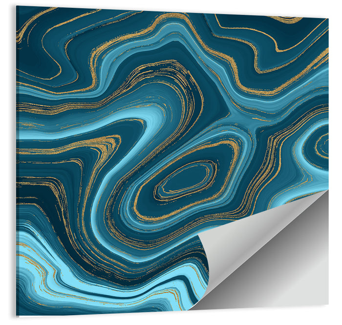Navy Teal Marble Abstract Wall Art as a poster print