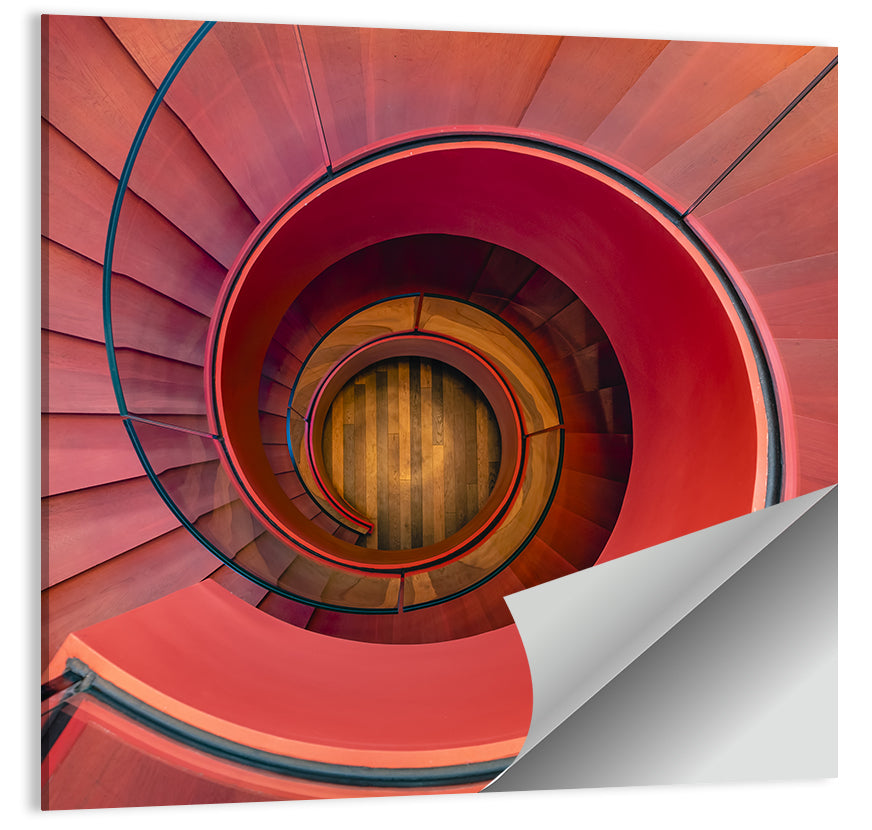 Red Spiral Staircase Wall Art