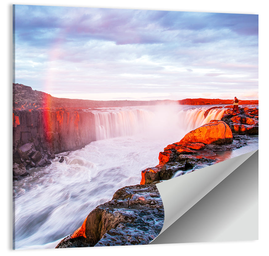 Golden Hour Selfoss Falls Rainbow Wall Art