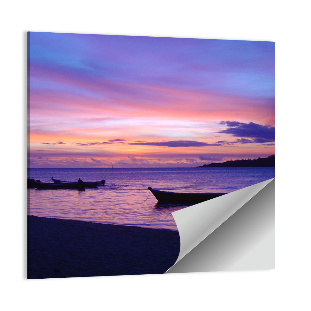 Malolo Island Sunset with Moored Boats Wall Art