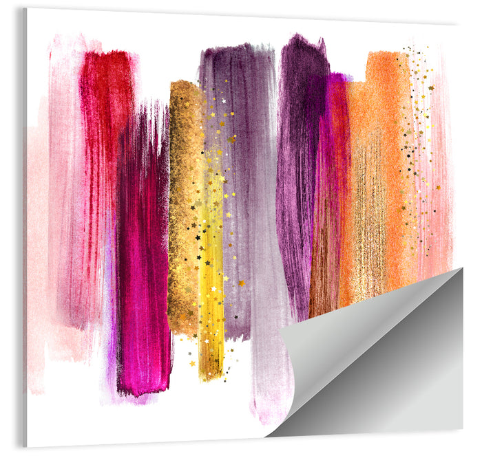 Fuchsia and Gold Brush Strokes Wall Art as a poster print
