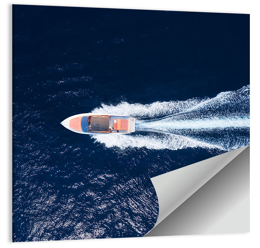 Sleek Speedboat Over Navy Sea Wall Art