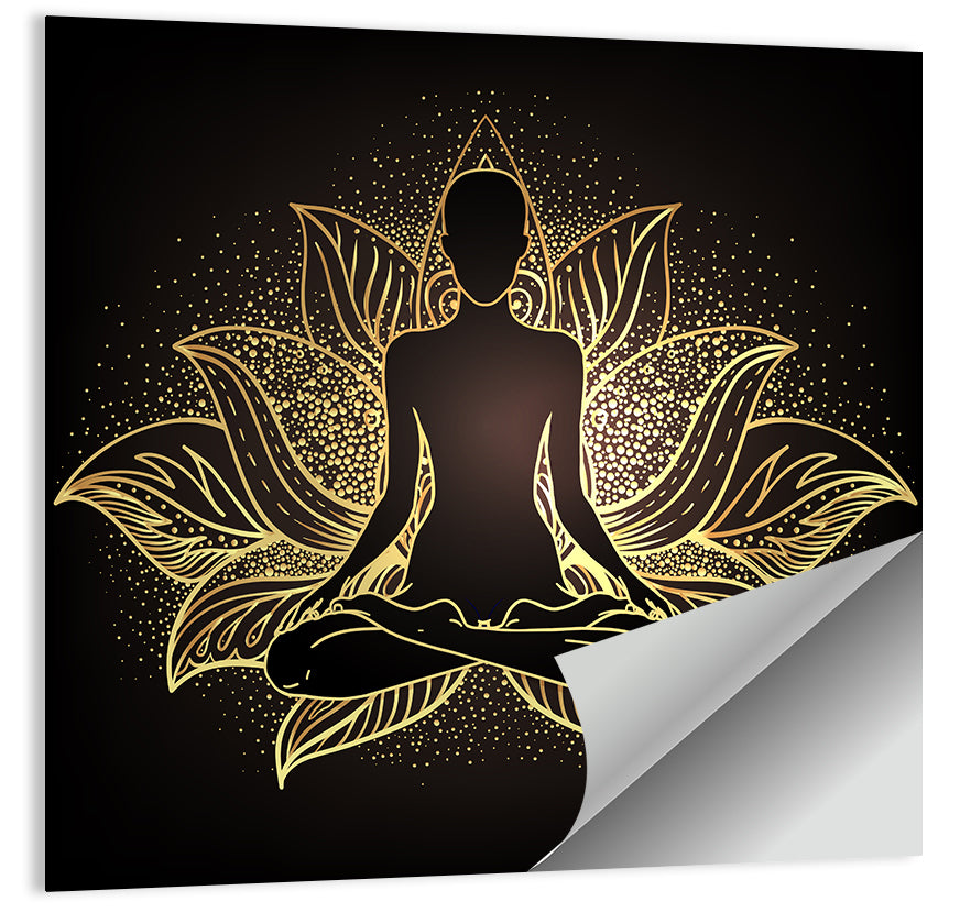 Golden Chakra Silhouette Wall Art
