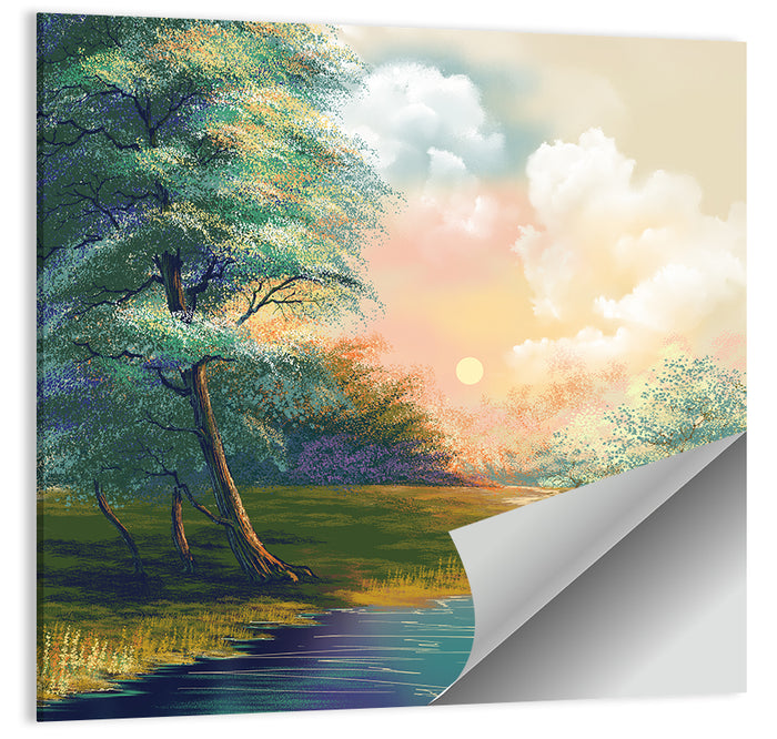Spring Forest Sunrise Wall Art as a poster print