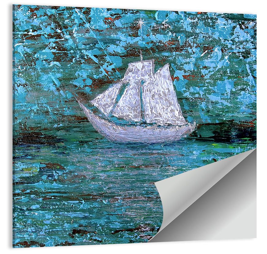 White Sailboat Reflection Wall Art