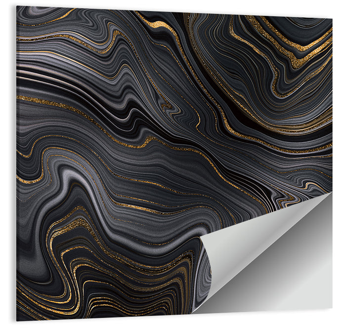 Black Marble with Gold Veins Wall Art as a poster print