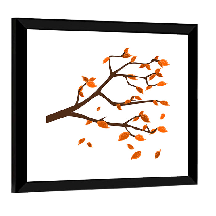 Golden Winter Leaves Illustration Wall Art as a framed print