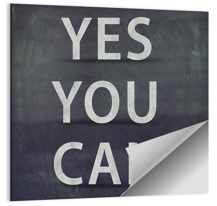 Yes You Can Chalkboard Typography Wall Art as a poster print
