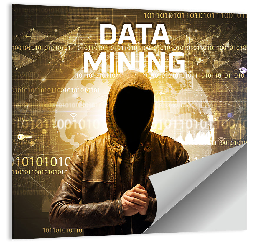 Hooded Hacker Data Mining Concept Wall Art
