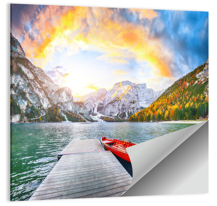 Pier at Lago Di Braies Wall Art
