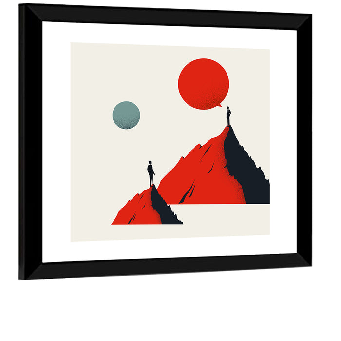 Peak Conversation Minimalist Illustration Wall Art as a framed print