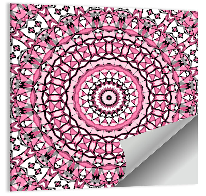 Pink Mosaic Kaleidoscope Mandala Wall Art as a poster print