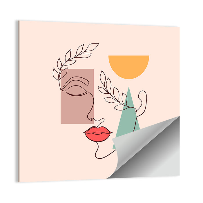 Minimal Woman Profile with Red Lips Wall Art as a poster print