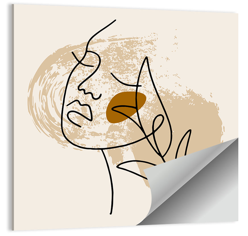 Minimalist Woman Line Portrait Wall Art