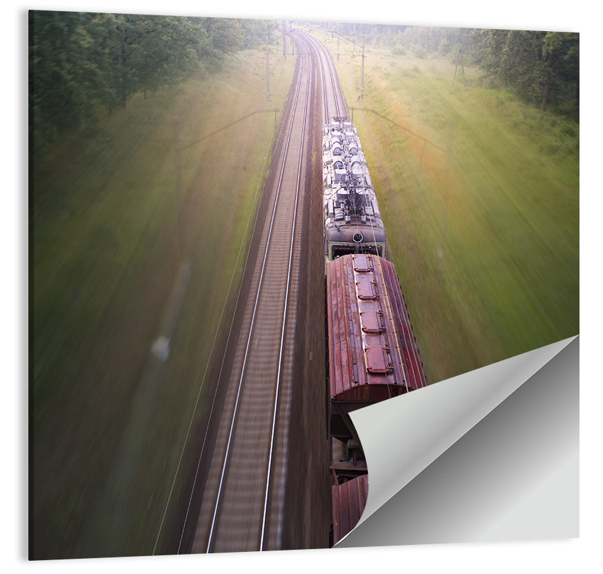 Freight Train Through Forest Wall Art