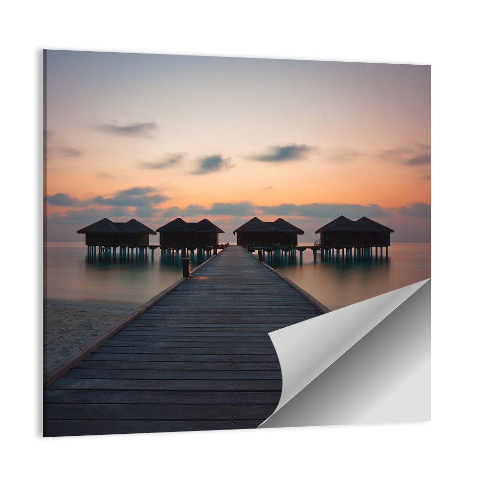 Overwater Bungalows at Sunset Wall Art