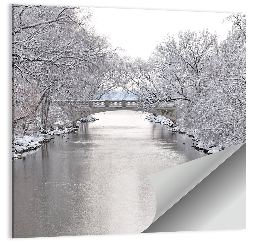 Yahara River Winter Stone Bridge Wall Art