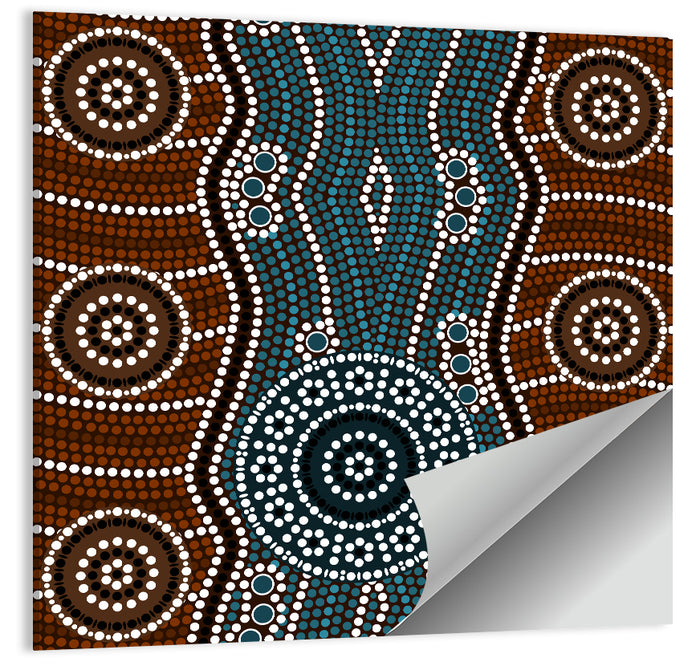 Concentric River Dot Painting Wall Art as a poster print