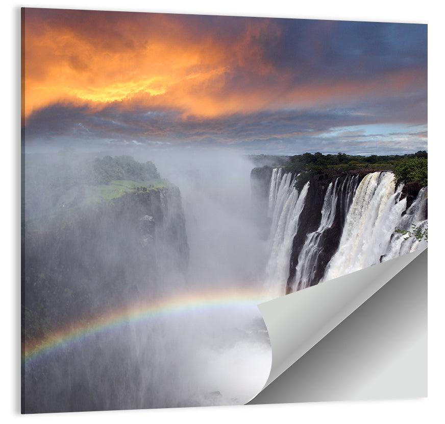 Victoria Falls Rainbow at Dusk Wall Art