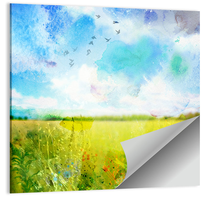 Watercolor Wildflower Field Wall Art