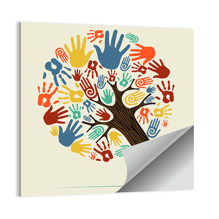 Handprint Tree Illustration Wall Art as a poster print