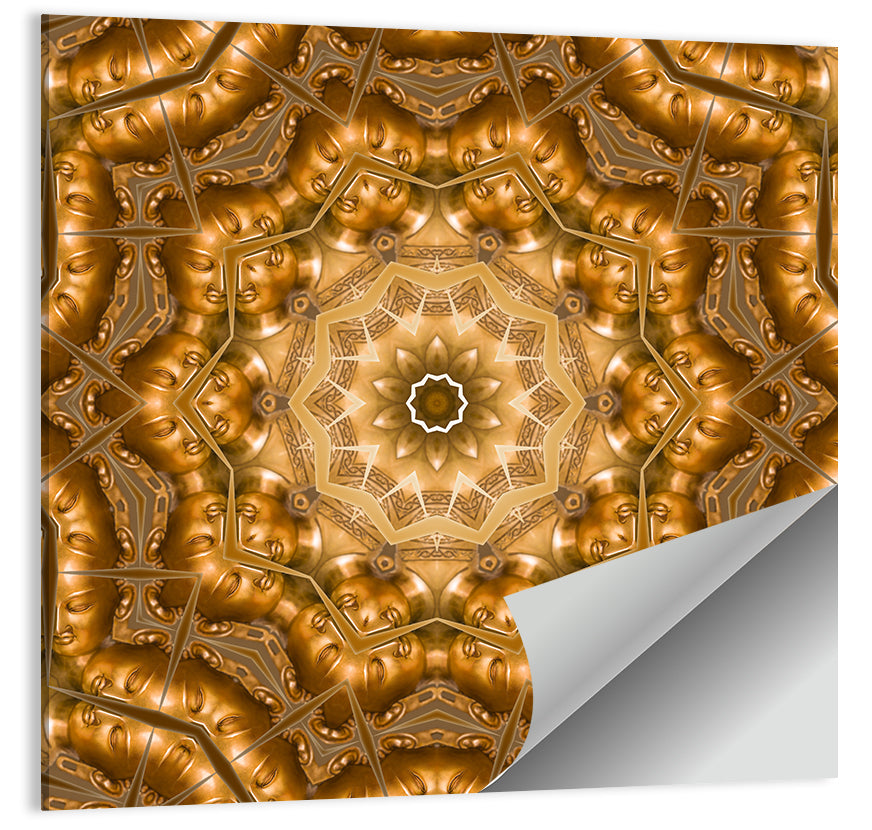Golden Buddha Mandala Kaleidoscope Pattern Wall Art