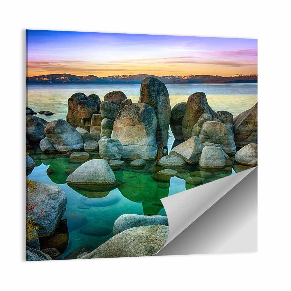 Lake Tahoe Rocky Shoreline at Dusk Wall Art