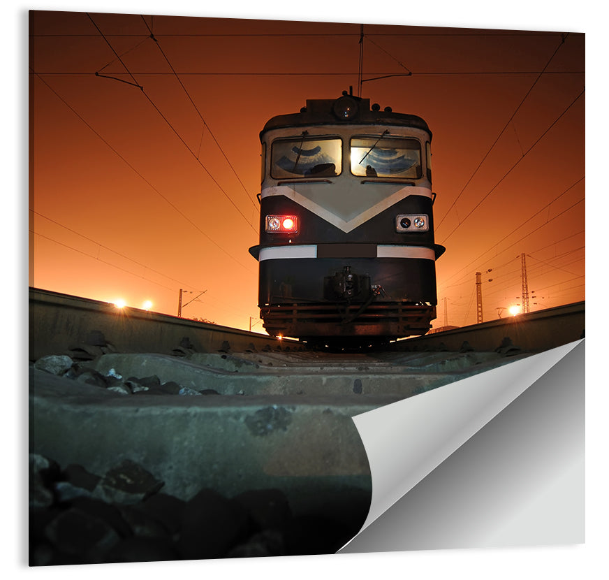 Cinematic Night Electric Locomotive Wall Art