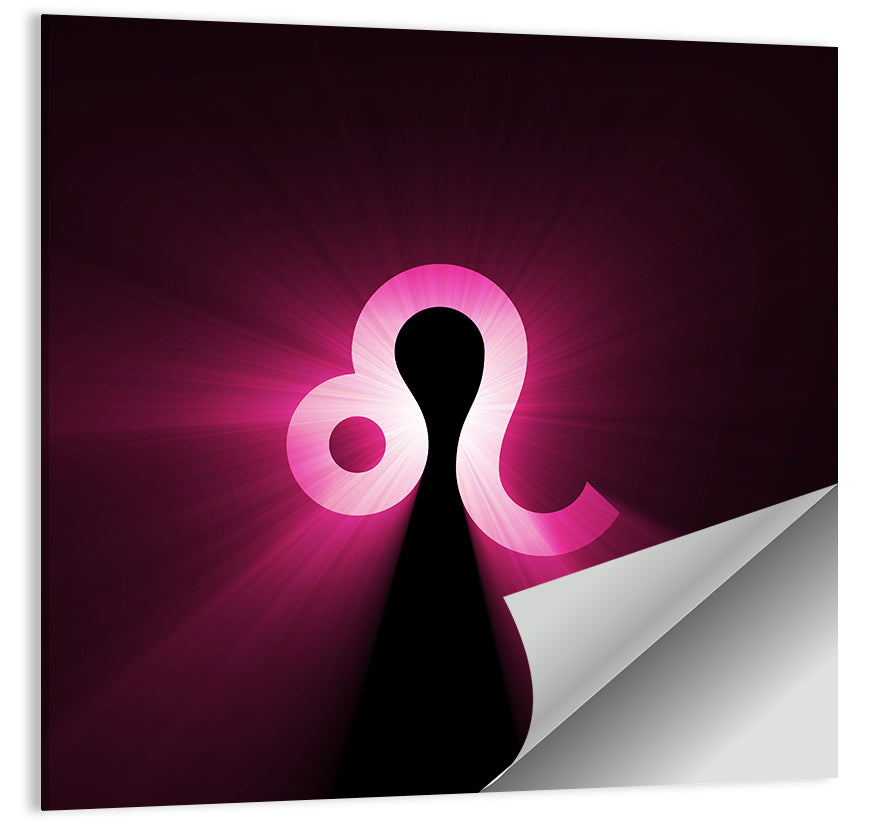 Glowing Magenta Leo Symbol Wall Art