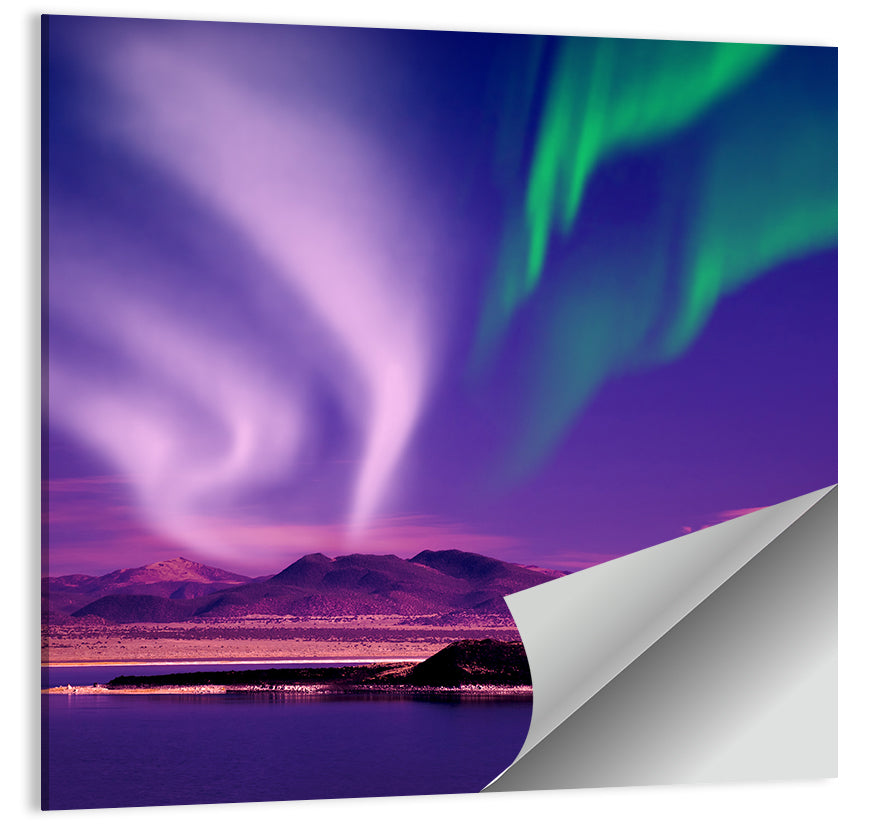 Violet Aurora Over Island Lake Wall Art