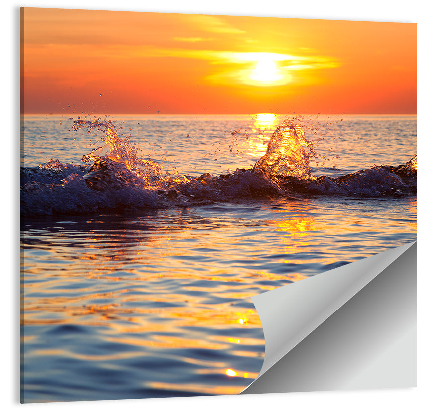 Lake Michigan Sunset Waves Wall Art