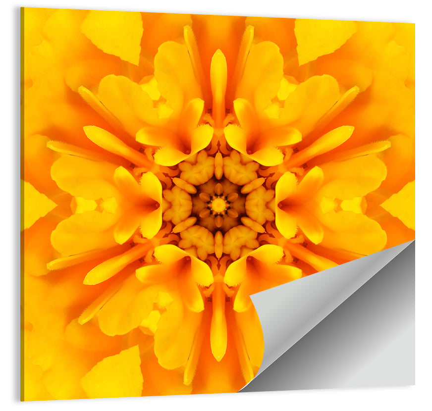 Golden Dahlia Mandala Wall Art