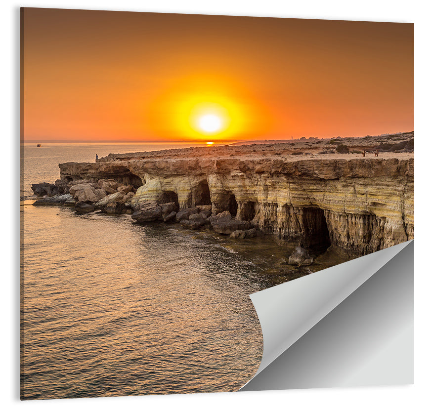 Sunset Over Sea Caves Wall Art