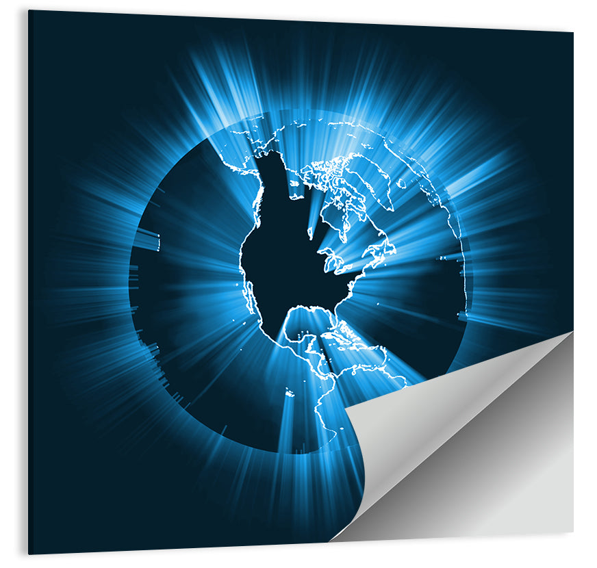 Glowing North America Globe Wall Art