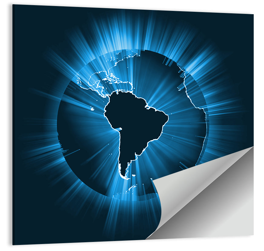 Glowing South America Map Wall Art