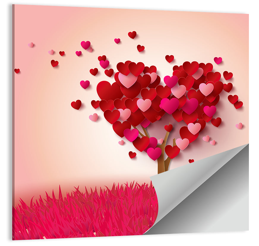 Whimsical Heart Tree Illustration Wall Art