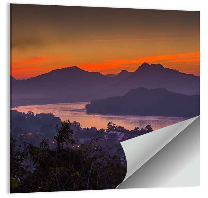Luang Prabang Sunset Over Mekong Wall Art as a poster print