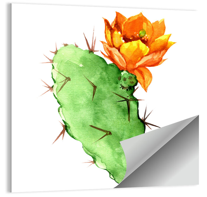 Opuntia Cactus Watercolor Wall Art as a poster print