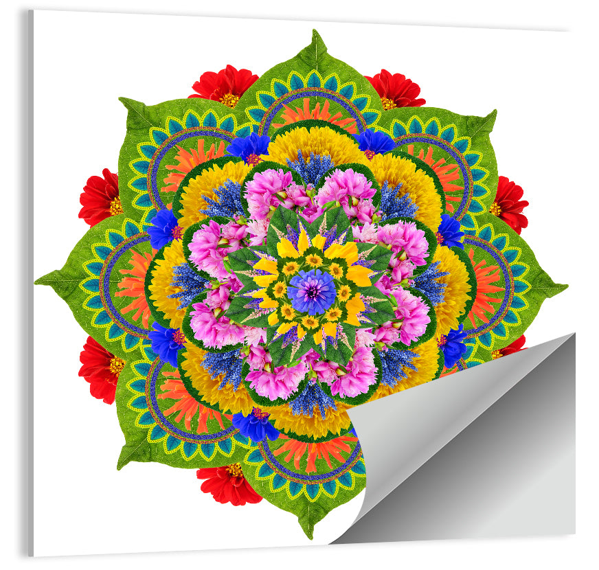 Vibrant Lotus Floral Mandala Wall Art