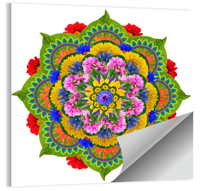 Vibrant Lotus Floral Mandala Wall Art as a poster print