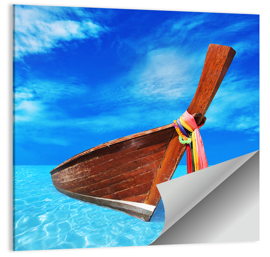 Long-tail Boat in Blue Sea Wall Art