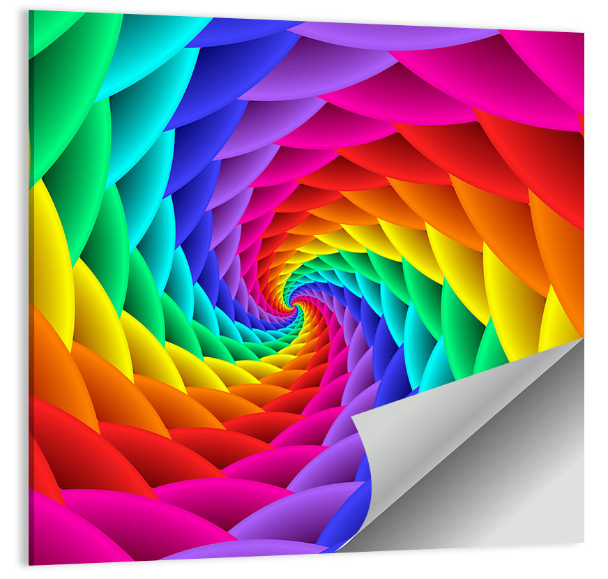 Rainbow Spiral Vortex Tunnel Wall Art, poster print, square