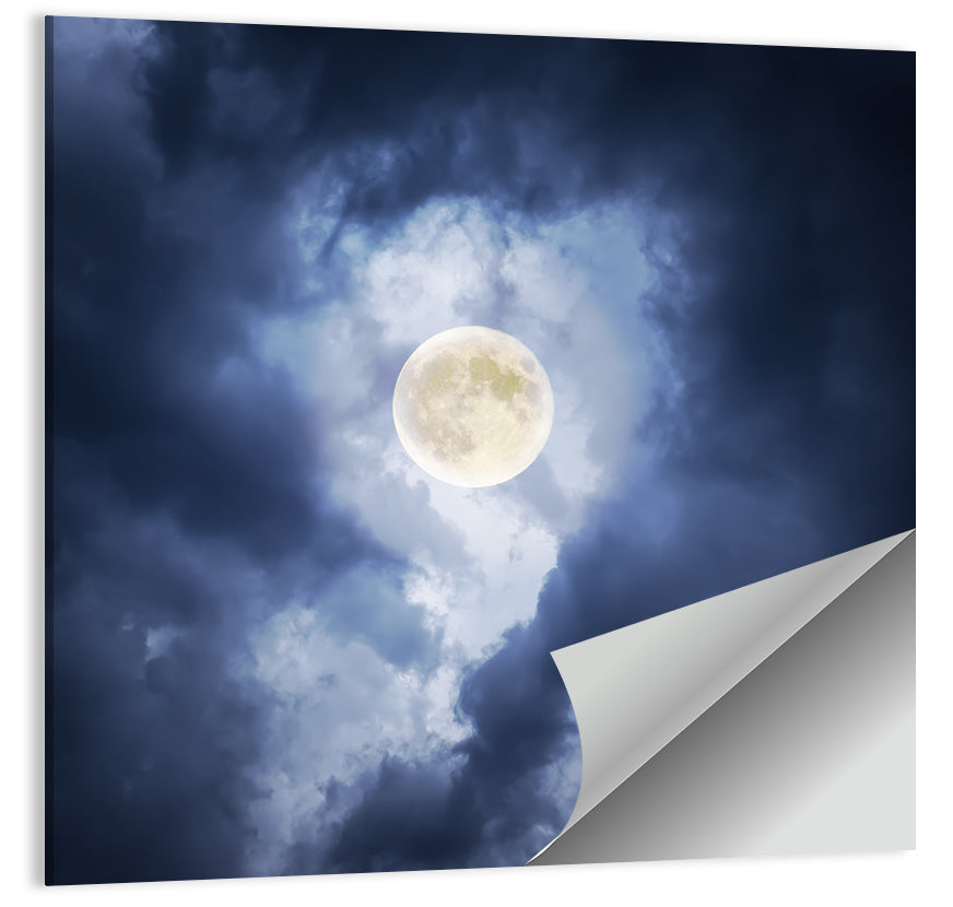 Supermoon Through Storm Clouds Wall Art