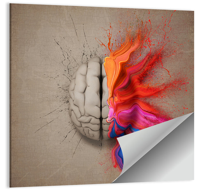 Creative Brain Duality Illustration Wall Art as a poster print