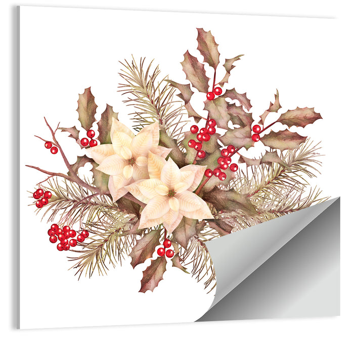 Retro Poinsettia Bouquet Wall Art as a poster print