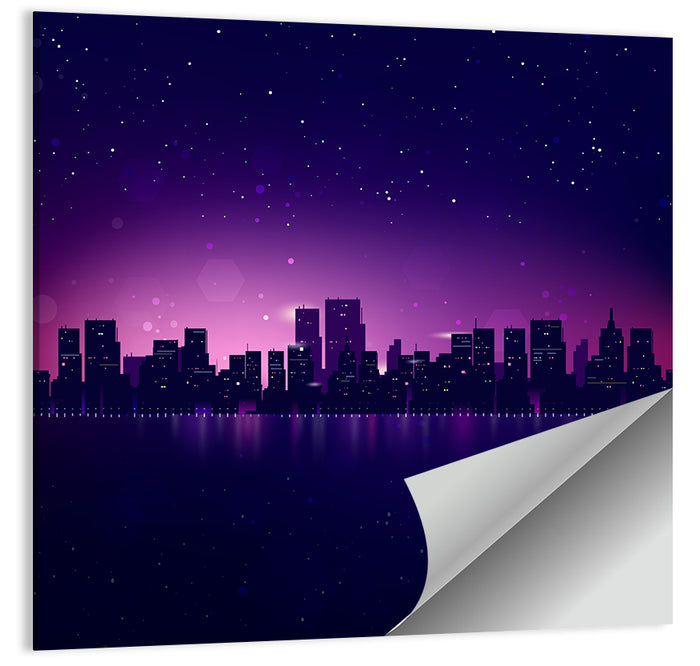 New York Night Skyline Wall Art as a poster print