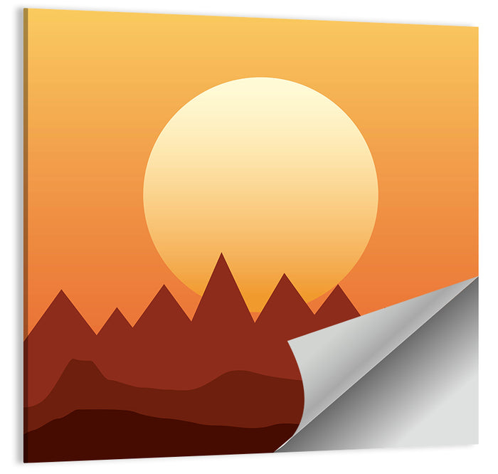 Geometric Mountain Sunset Wall Art as a poster print