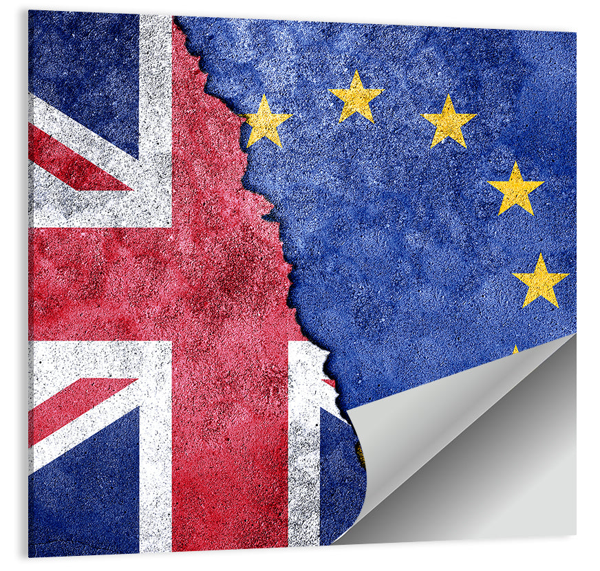 Divided Union Jack and Eu Flag Wall Art